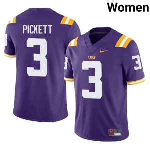 Purple Women Official Louisiana State Tigers College Football DJ Pickett #3 Jersey 164786-724