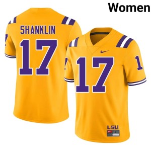 Gold #17 Tigers Women Embroidery College Football Damien Shanklin Jerseys 905665-440