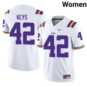 White #42 Women Alumni Geaux Tigers College Football Davhon Keys Jerseys 144287-235