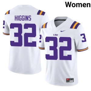White Womens #32 Gavin Higgins Tigers University College Football Jerseys 122858-688