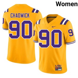 Gold Grant Chadwick Embroidery Women Tiger Nation #90 College Football Jerseys 486530-146