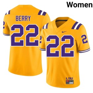 Gold Harlem Berry 2026-27 Louisiana State University Tigers College Football Women #22 Jersey 655656-784