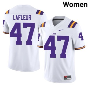 White #47 Womens Embroidery College Football JD LaFleur Tiger Nation Jerseys 215419-141
