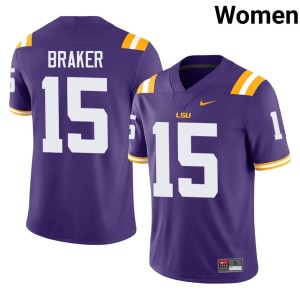 Purple #15 Womens Embroidery Louisiana State University Tigers Jaiden Braker College Football Jersey 193209-778