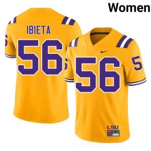 Gold Game #56 LSU Tigers Womens College Football Jake Ibieta Jersey 401843-240