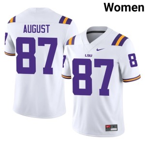 White LSU Tigers College Football Joey August Official Women #87 Jersey 437982-578