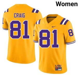 Gold College Football Official Women #81 Landon Craig LSU Jersey 328987-473