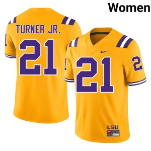 Gold LSU Tigers College Football Women Michael Turner Jr. #21 University Jersey 266863-871