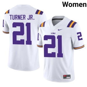 White LSU Tigers Women Michael Turner Jr. Stitched College Football #21 Jersey 957084-361