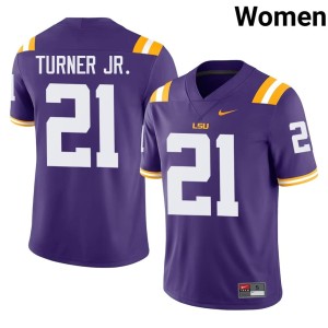 Purple College Football Womens #21 Michael Turner Jr. Louisiana State University Tigers Official Jerseys 901640-619