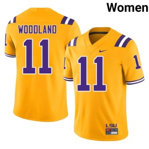 Gold 2026 College Football Womens Fighting Tigers #11 PJ Woodland Jerseys 747435-777