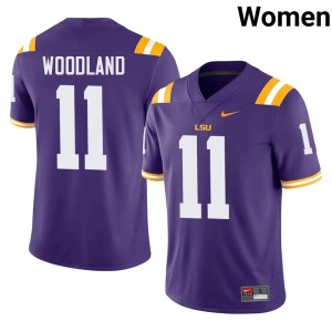 Purple PJ Woodland Embroidery Tigers Womens #11 College Football Jerseys 691487-155