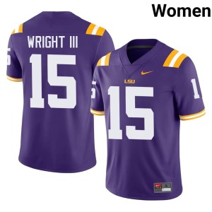 Purple Player College Football Women #15 Phillip Wright III LSU Tigers Jersey 821404-134