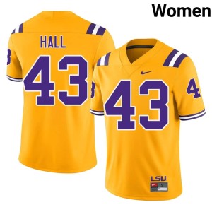 Gold NCAA Tiger Nation #43 Women Silas Hall College Football Jersey 989071-346
