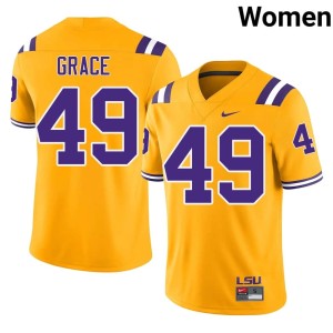 Gold LSU Womens Theo Grace Replica #49 College Football Jersey 788801-359