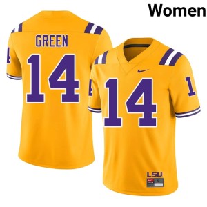 Gold College Football #14 NCAA Tiger Nation Women's Trey'Dez Green Jersey 718991-607