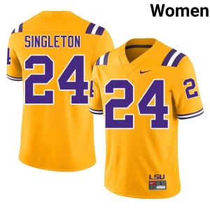 Gold Women's #24 College Football Official Fighting Tigers Tylen Singleton Jerseys 968883-161