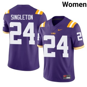 Purple NCAA Tigers Women #24 College Football Tylen Singleton Jerseys 181293-673