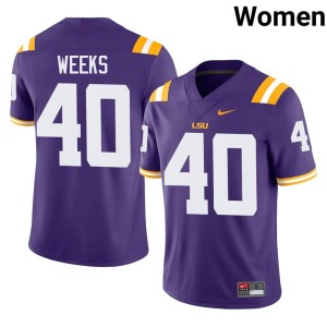 Purple College Football Women #40 Whit Weeks Limited Geaux Tigers Jersey 498509-801