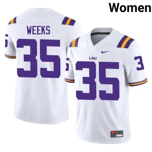 White College Football Women Zach Weeks Fighting Tigers #35 Embroidery Jersey 802052-795
