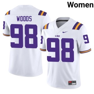 White Louisiana State Tigers Women's Alumni Achilles Woods College Football #98 Jersey 809478-998