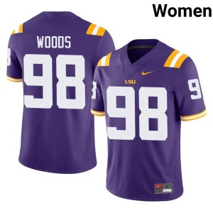 Purple #98 College Football Replica Tiger Nation Womens Achilles Woods Jerseys 916452-146