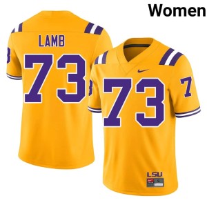Gold #73 Adrian Lamb Replica Women College Football Louisiana State Tigers Jersey 383864-274
