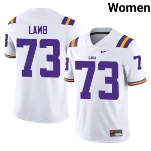 White Geaux Tigers College Football Game Women Adrian Lamb #73 Jersey 576058-314
