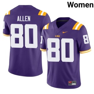 Purple #80 Game Brayden Allen Tigers College Football Women Jerseys 995858-498