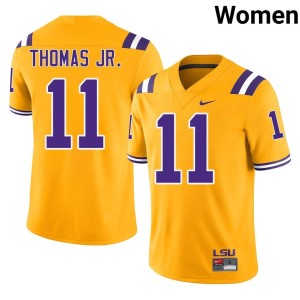 Gold #11 Women's NCAA LSU Tigers College Football Brian Thomas Jr. Jersey 722118-219