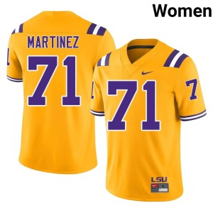 Gold LSU College Football #71 Player Brysten Martinez Women's Jersey 534238-681
