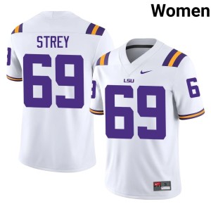 White #69 Louisiana State Tigers Official Darrin Strey Women's College Football Jersey 503013-158