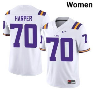 White LSU Womens #70 Devin Harper University College Football Jersey 553885-433