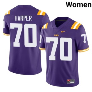 Purple Women LSU University #70 Devin Harper College Football Jerseys 337750-332