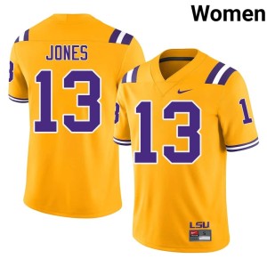 Gold LSU #13 Women's Dilin Jones College Football High School Jerseys 516259-921