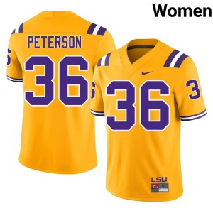 Gold #36 LSU Emari Peterson Women's High School College Football Jerseys 926101-823