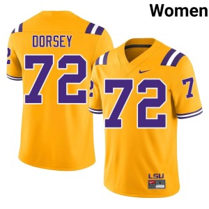 Gold Womens College Football LSU Tigers 2026-27 Glenn Dorsey #72 Jersey 558953-382