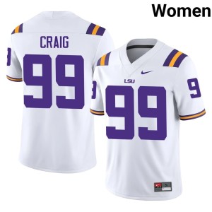 White Women's #99 College Football LSU University Hayden Craig Jerseys 268148-863