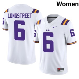White Husan Longstreet College Football Womens #6 2026 Louisiana State Tigers Jerseys 431938-357