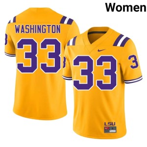 Gold LSU Tigers #33 Women Player College Football Isaiah Washington Jersey 285208-628