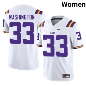 White Isaiah Washington College Football Women NCAA #33 Fighting Tigers Jerseys 952752-764