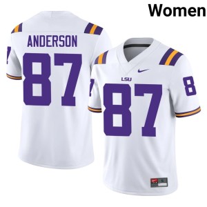 White JC Anderson College Football #87 Women's Official LSU Jerseys 829573-927