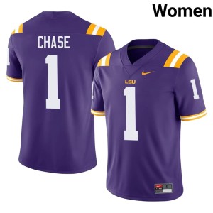Purple Womens Ja'Marr Chase #1 Player College Football Fighting Tigers Jersey 657615-957