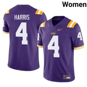 Purple Stitched Jackson Harris College Football #4 Geaux Tigers Women's Jersey 900314-247