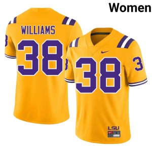Gold Replica Jackson Williams College Football Louisiana State Tigers #38 Women Jerseys 939743-595