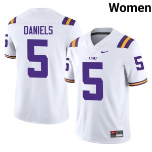 White Alumni Jayden Daniels Louisiana State Tigers #5 College Football Womens Jersey 740213-676