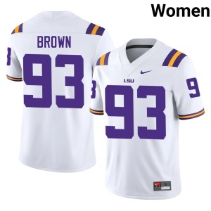 White Jaylen Brown Women's 2026 LSU Tigers College Football #93 Jersey 306977-678