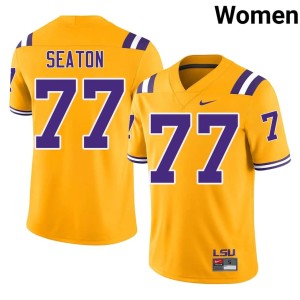 Gold LSU Tigers Women's College Football Official #77 Jordan Seaton Jersey 891804-423