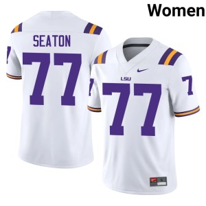White Jordan Seaton Louisiana State Tigers Womens Player #77 College Football Jersey 542894-596