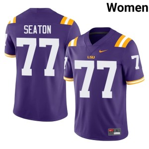 Purple Women's Geaux Tigers College Football #77 Jordan Seaton High School Jersey 180023-987